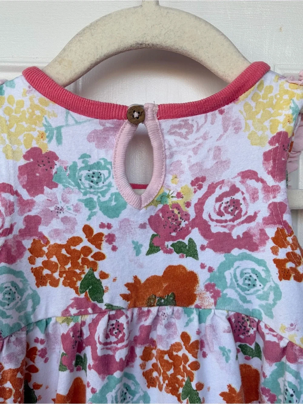 •Burt’s Bees Baby• Floral Ruffle Organic Cotton Romper - Size 18M